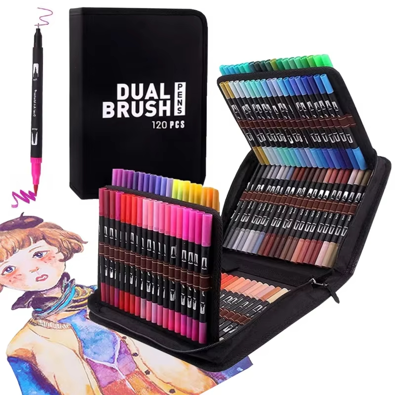 Colors Dual Tip Brush Marker Pens Watercolour Fine Liner Manga Art Accessories For Drawing Art Supp