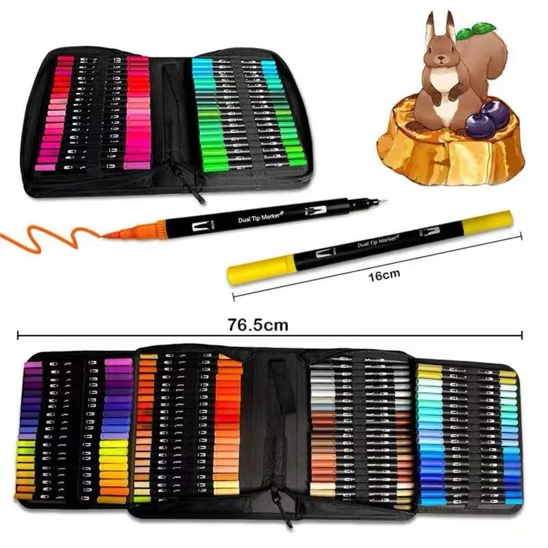 Colors Dual Tip Brush Marker Pens Watercolour Fine Liner Manga Art Accessories For Drawing Art Supp