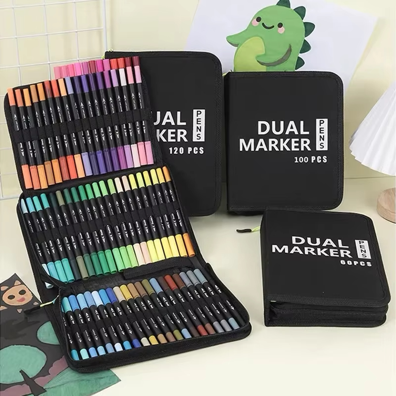 Colors Dual Tip Brush Marker Pens Watercolour Fine Liner Manga Art Accessories For Drawing Art Supp
