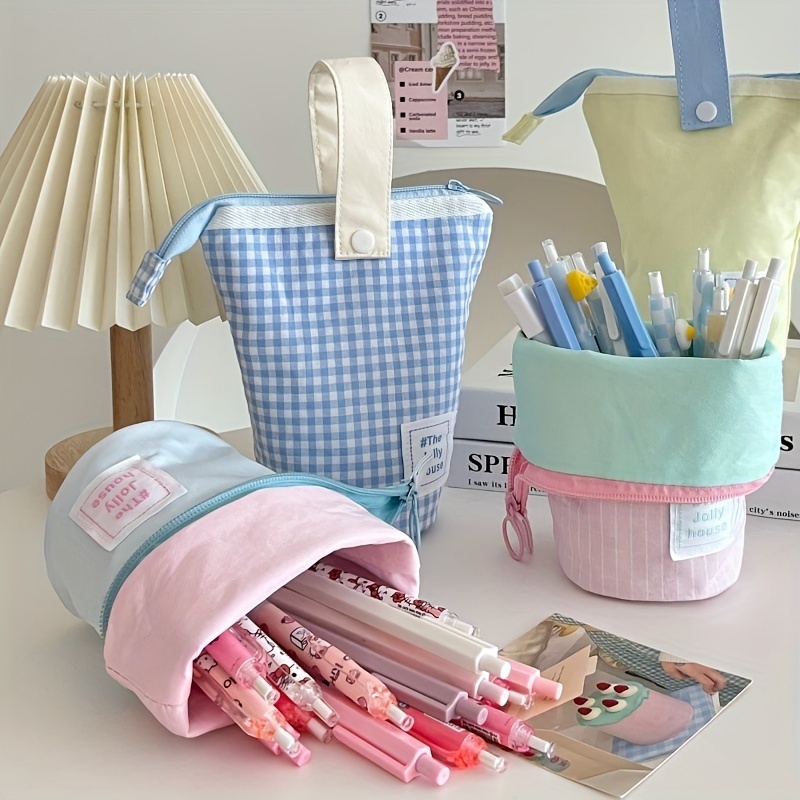Jolly House Large Capacity Pencil Case Zipper Fabric Desk Organizer Pen Holder For School Office Tr 2