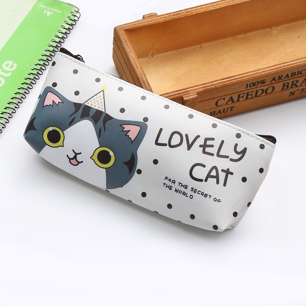 Cat School Pencil Bag Cute Silicone Waterproof Case Girls Kids Gift Office School Supplies Statione 3