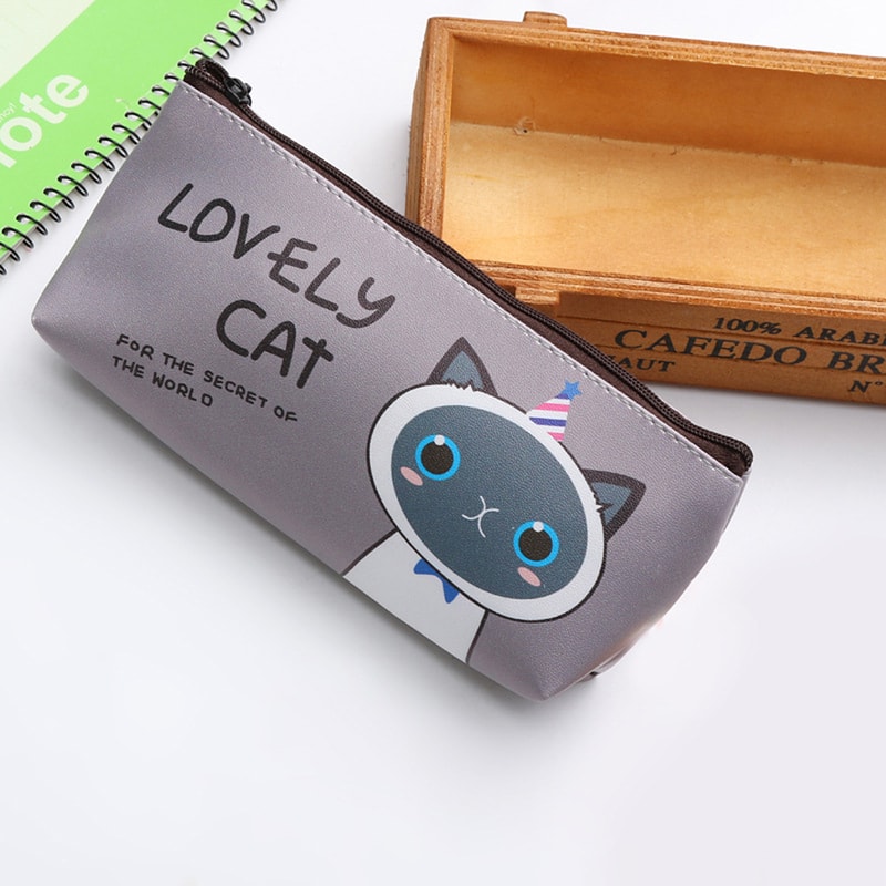 Cat School Pencil Bag Cute Silicone Waterproof Case Girls Kids Gift Office School Supplies Statione 6
