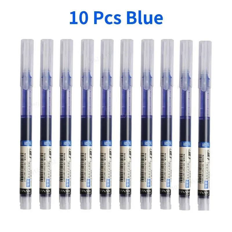 Needle Type Gel Pens Straight Liquid Black Blue Red Writing Pens School Stationery Office Supplies 7