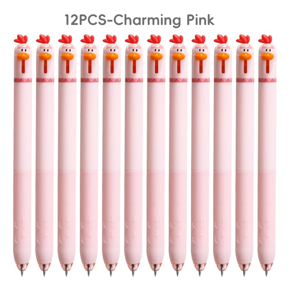 Back To School Funny Gel Pen Chicken Click Pen Stress Relief Toy FastDrying Ink For School Office 9