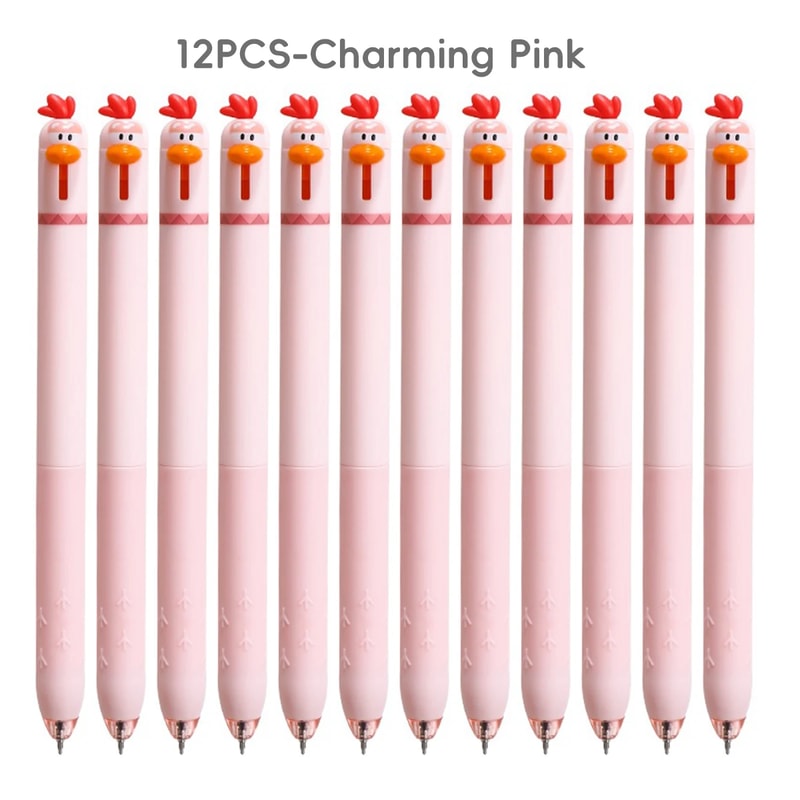 Back To School Funny Gel Pen Chicken Click Pen Stress Relief Toy FastDrying Ink For School Office 9
