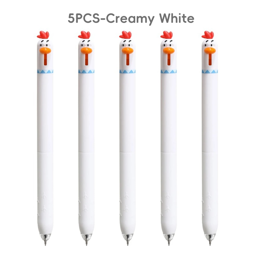 Back To School Funny Gel Pen Chicken Click Pen Stress Relief Toy FastDrying Ink For School Office 6