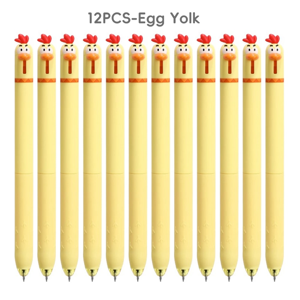 Back To School Funny Gel Pen Chicken Click Pen Stress Relief Toy FastDrying Ink For School Office 12