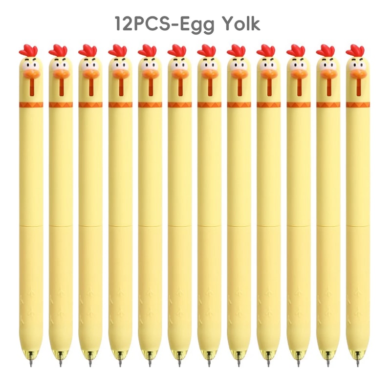 Back To School Funny Gel Pen Chicken Click Pen Stress Relief Toy FastDrying Ink For School Office 12