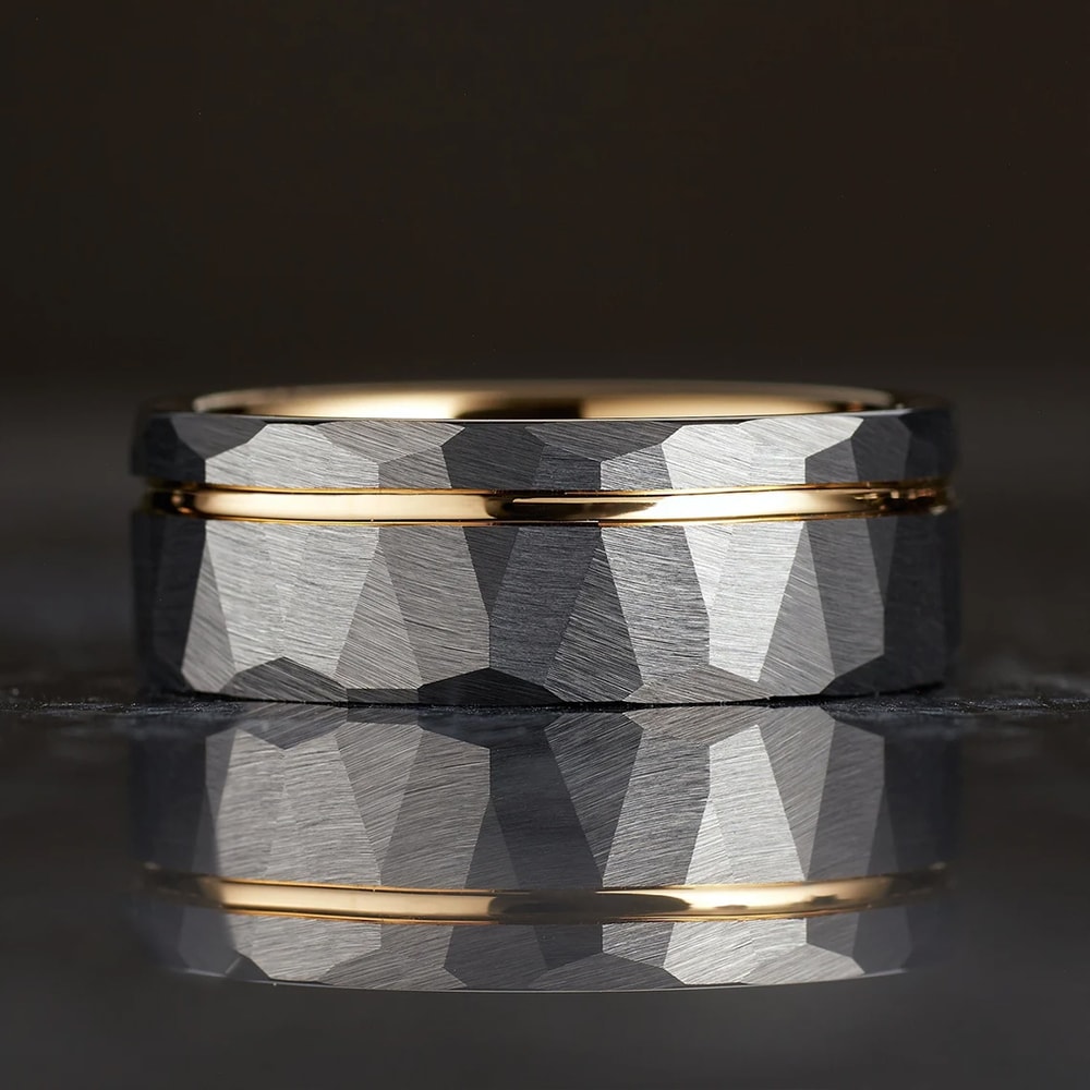 Hammered Tungsten Carbide Ring Mens Wedding Bands Fashion Jewellery Engagement Rings For Him 3