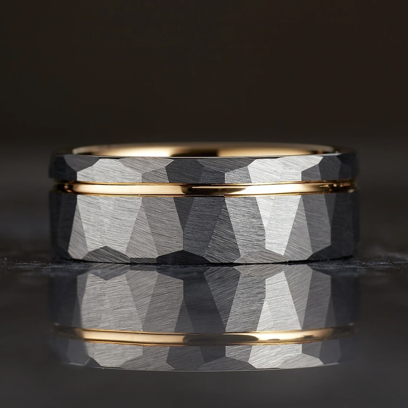 Hammered Tungsten Carbide Ring Mens Wedding Bands Fashion Jewellery Engagement Rings For Him 3