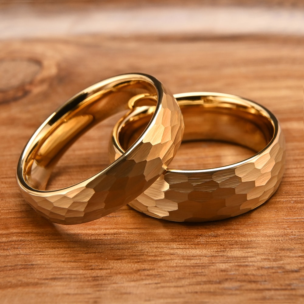 Tungsten Carbide Ring For Men Fashion Wedding Bands Hammered Engagement Rings 4