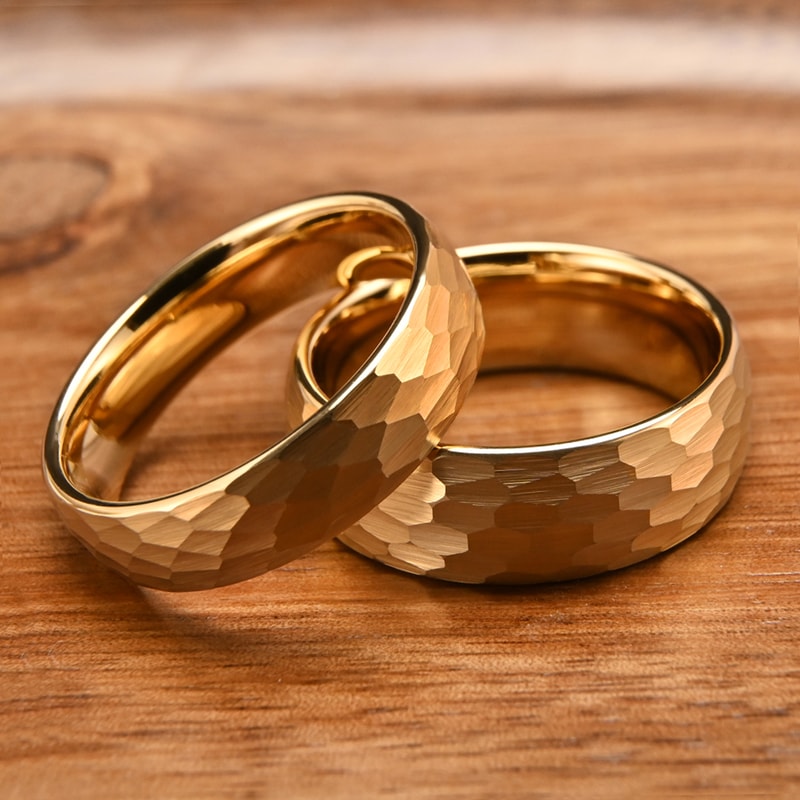 Tungsten Carbide Ring For Men Fashion Wedding Bands Hammered Engagement Rings 4