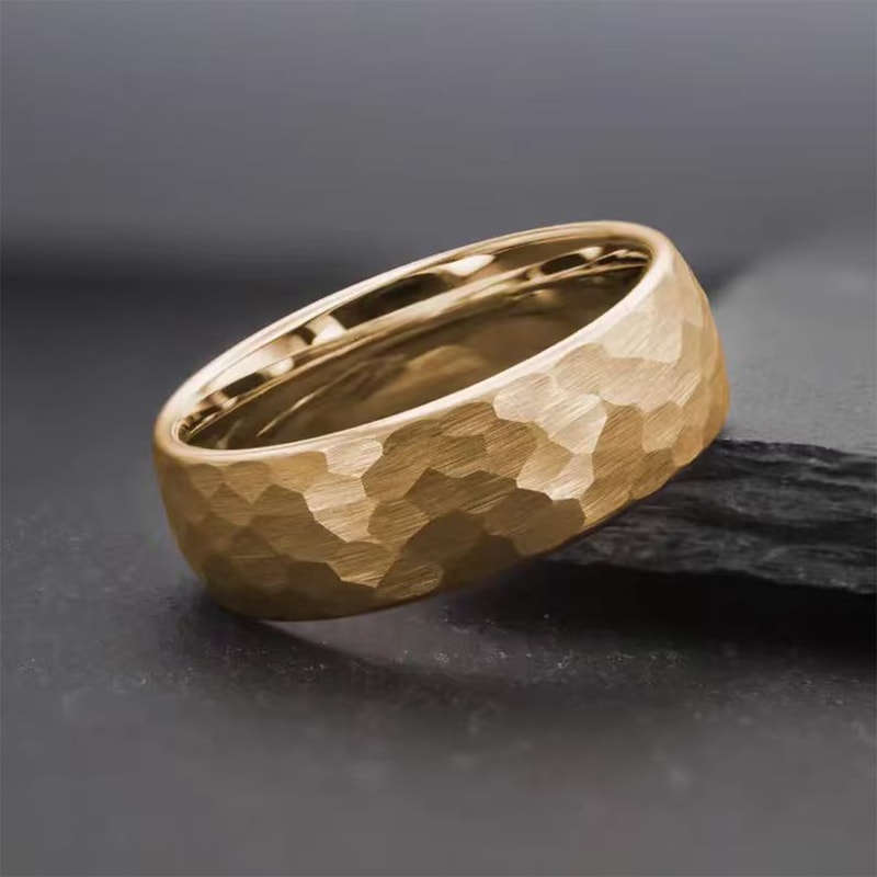 Tungsten Carbide Ring For Men Fashion Wedding Bands Hammered Engagement Rings 5