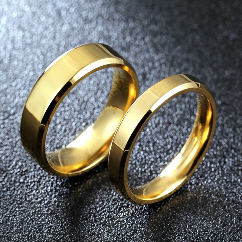 Smooth Stainless Steel Couple Rings Gold Colour Simple Design Wedding Jewelry For Women And Men Eng 2