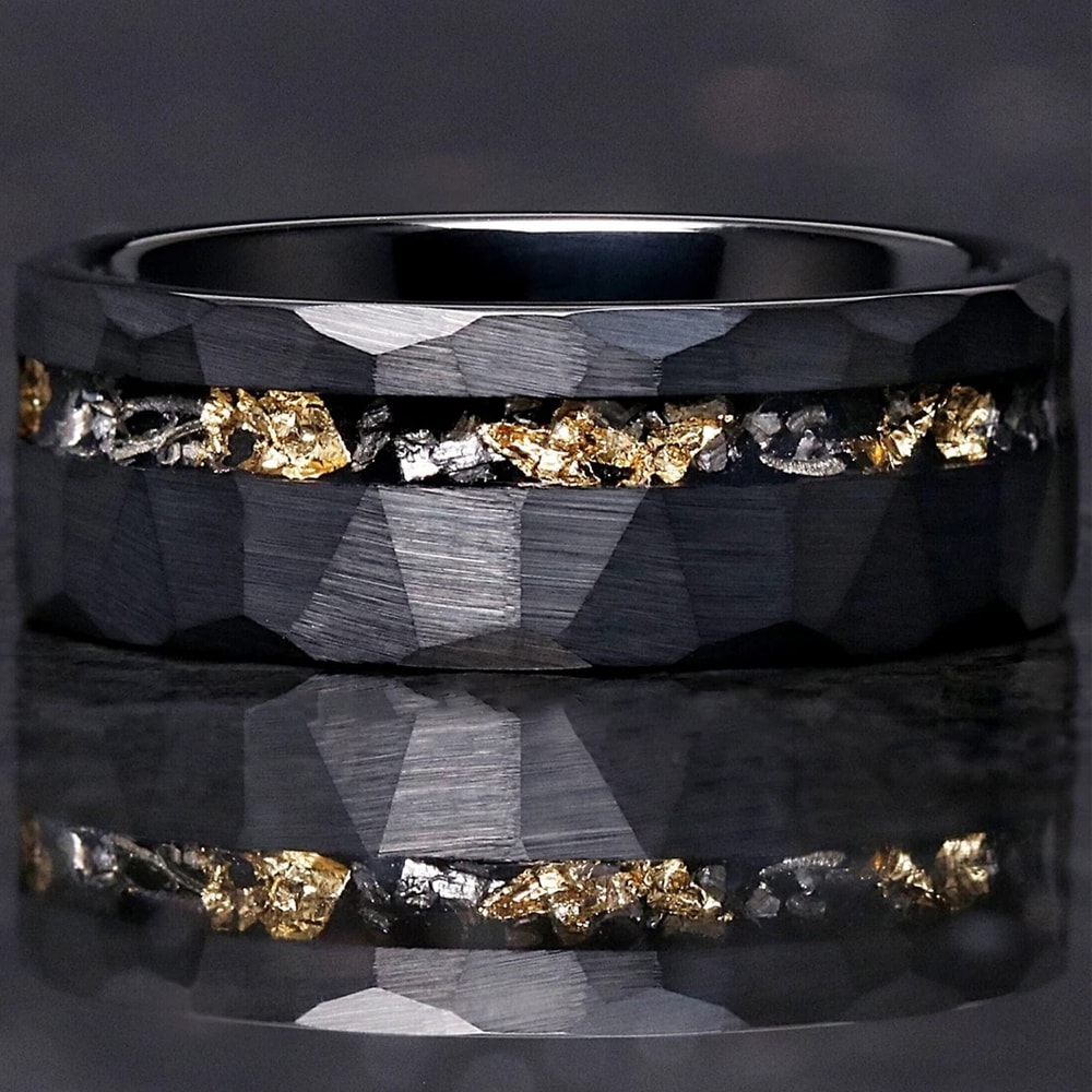 Meteorite Tungsten Ring, Fashion Jewellery for Men, Wedding Bands & Engagement Rings