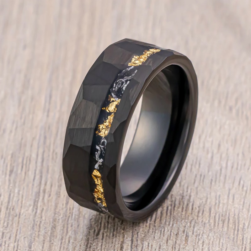 Meteorite Tungsten Ring, Fashion Jewellery for Men, Wedding Bands & Engagement Rings