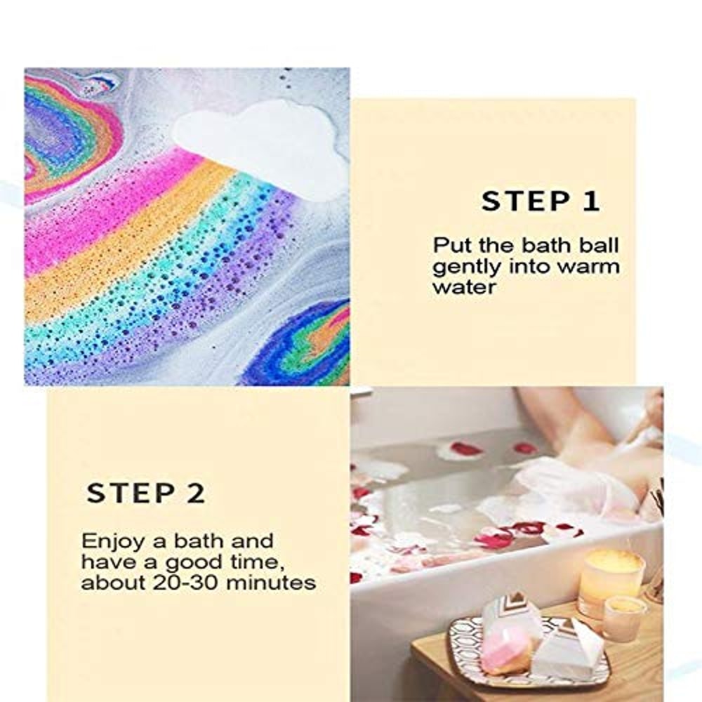 Rainbow Bath Bombs Gift Set Handmade Fizzies For Women Perfect For Bubble Spa Bath Essential Frag 4