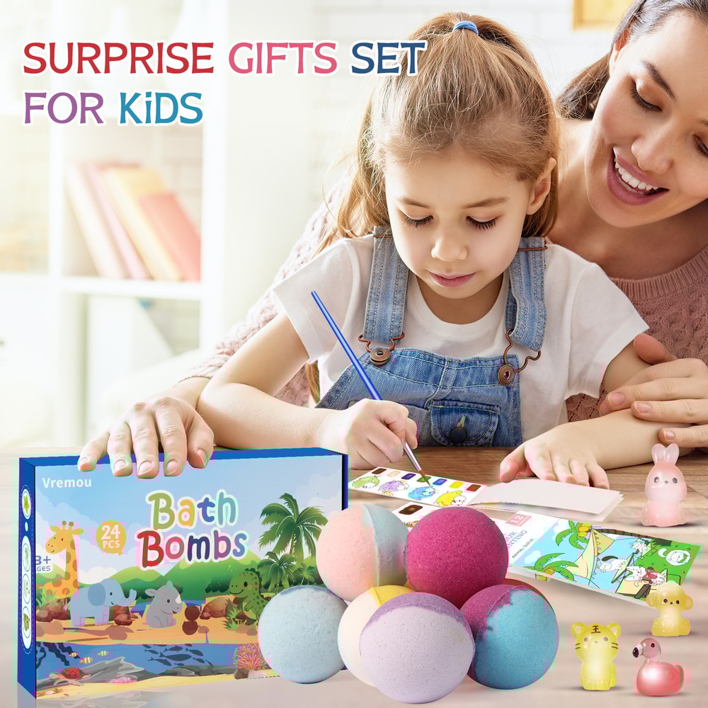 Bath Bombs For Kids With Toy Inside Natural And Organic Bubble Bath Bombs GlowintheDark Surprise In 4