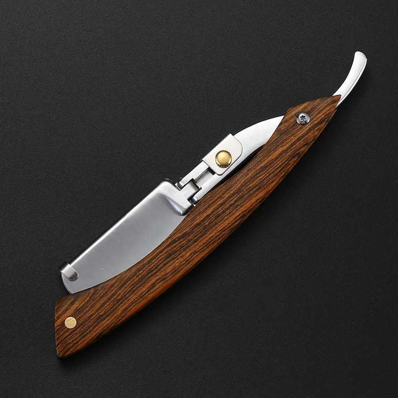 Straight Razors for Men, Natural Wood Handle, Fit Double Edge Blades, Professional Shaving Razor (No Blade Included)