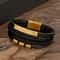 Multi Layers PU Leather Men Bracelet Magnut Closure Waved Leather Gold Color Metal Tube Charm Fashi 0