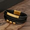 Multi Layers PU Leather Men Bracelet Magnut Closure Waved Leather Gold Color Metal Tube Charm Fashi 0