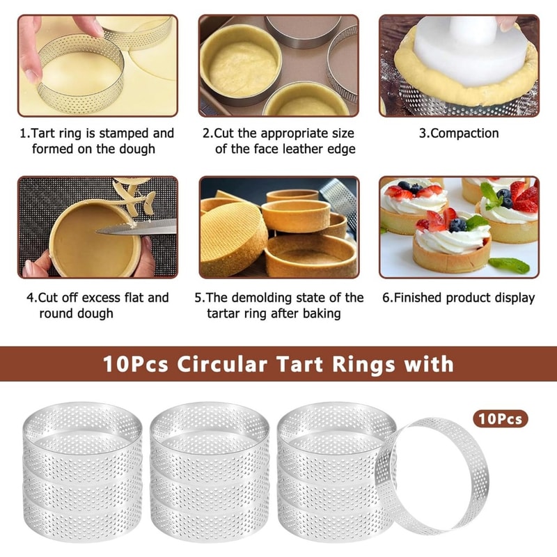 Classic Stainless Steel Mousse Ring Cake Mold, Tart Bottom Tower, Fruit Pie Quiches Baking Tool