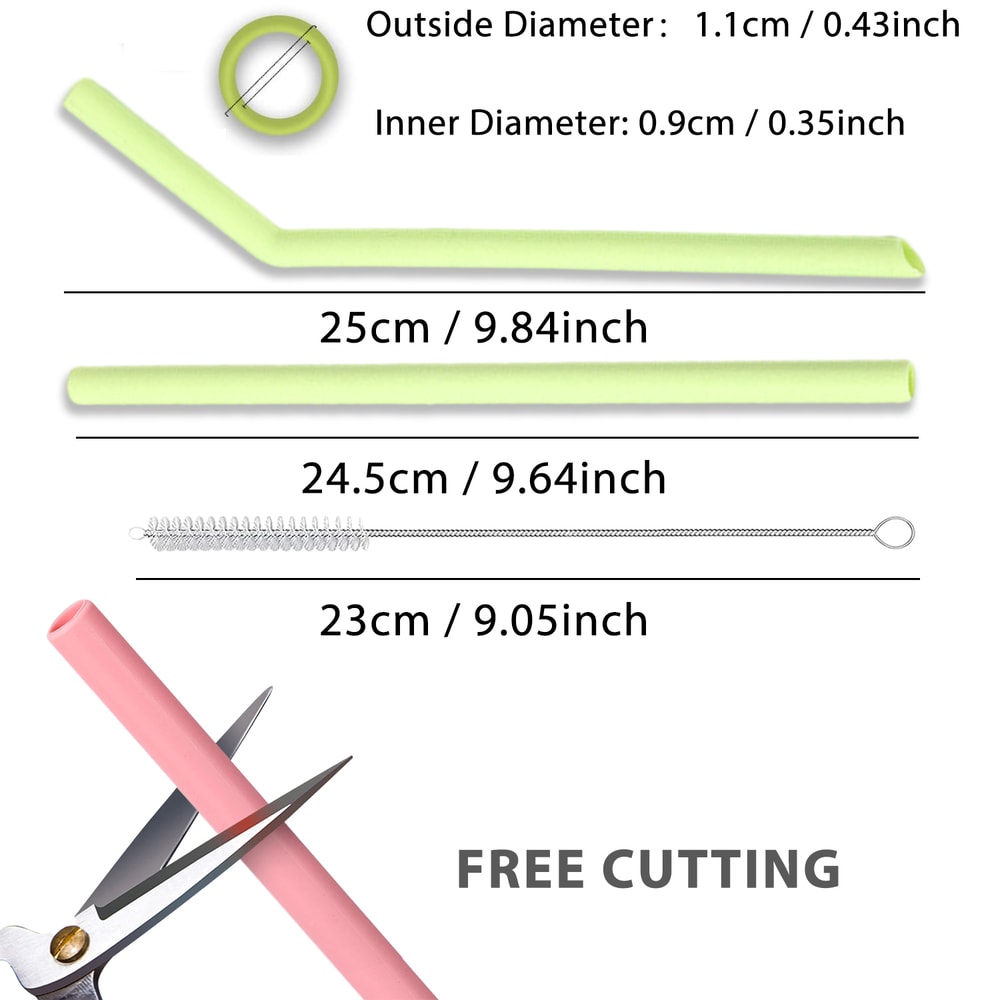 Reusable Colorful Silicone Straws Safe ScratchResistant HeatResistant Bubble Tea Straw Cup Accesso 2