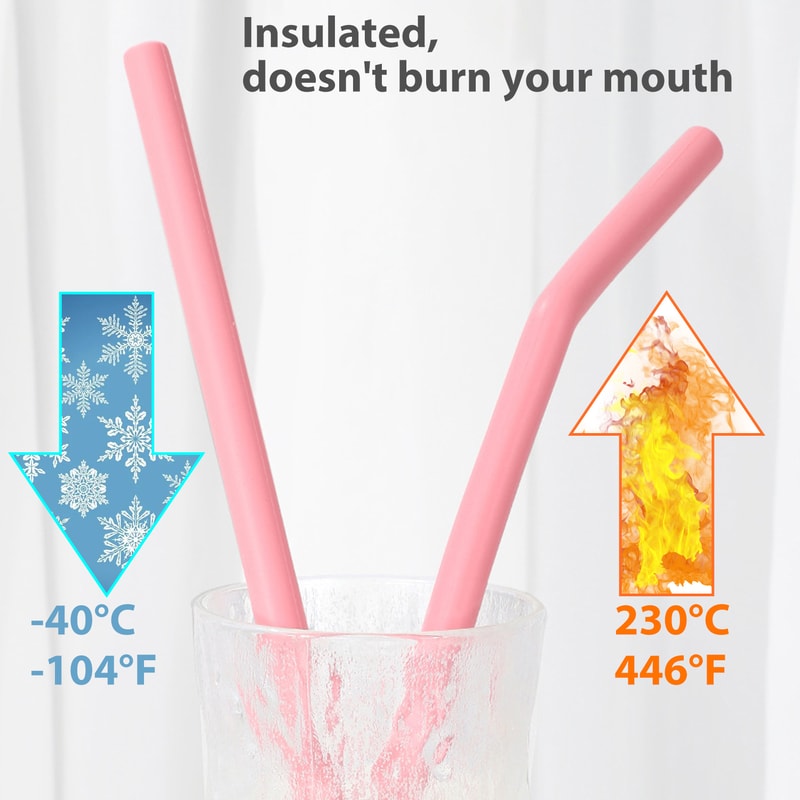 Reusable Colorful Silicone Straws Safe ScratchResistant HeatResistant Bubble Tea Straw Cup Accesso 3