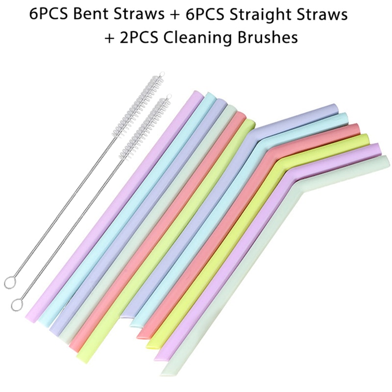 Reusable Colorful Silicone Straws Safe ScratchResistant HeatResistant Bubble Tea Straw Cup Accesso 9