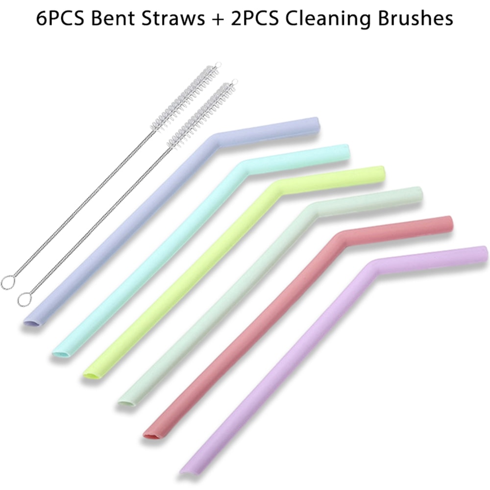 Reusable Colorful Silicone Straws Safe ScratchResistant HeatResistant Bubble Tea Straw Cup Accesso 7