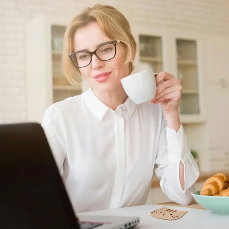 Cartoon Cat Themed Drink Coasters Reusable Silicone Heatproof NonSlip Placemats Fun And Practical F 4