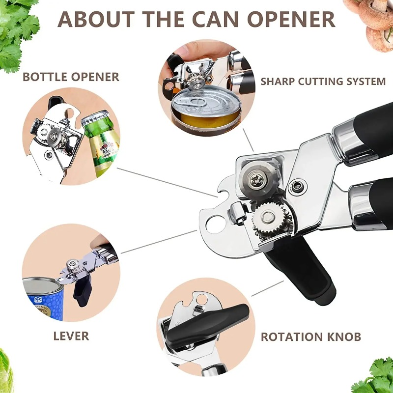 Professional Stainless Steel Tin Can Opener MultiFunctional Side Cut Kitchen Tool Beer Bottle Opene 1