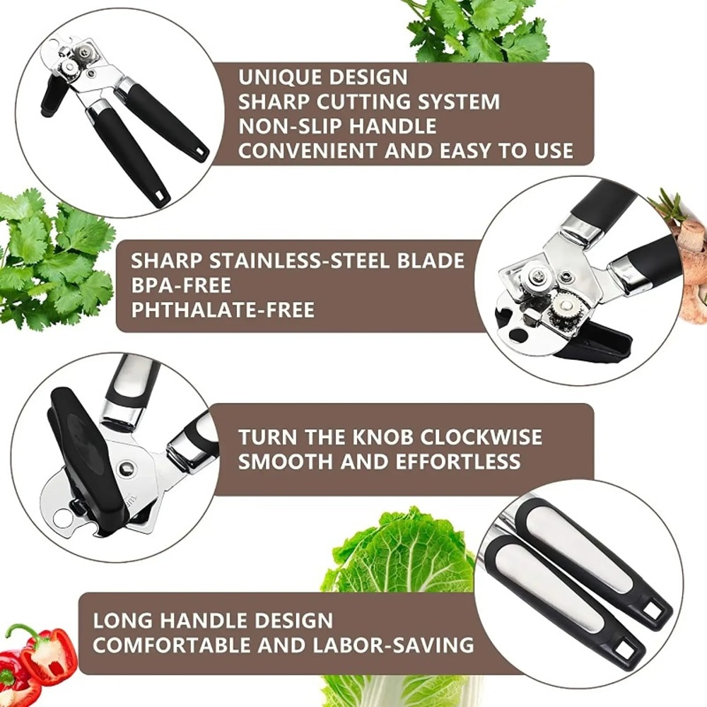 Professional Stainless Steel Tin Can Opener MultiFunctional Side Cut Kitchen Tool Beer Bottle Opene 3