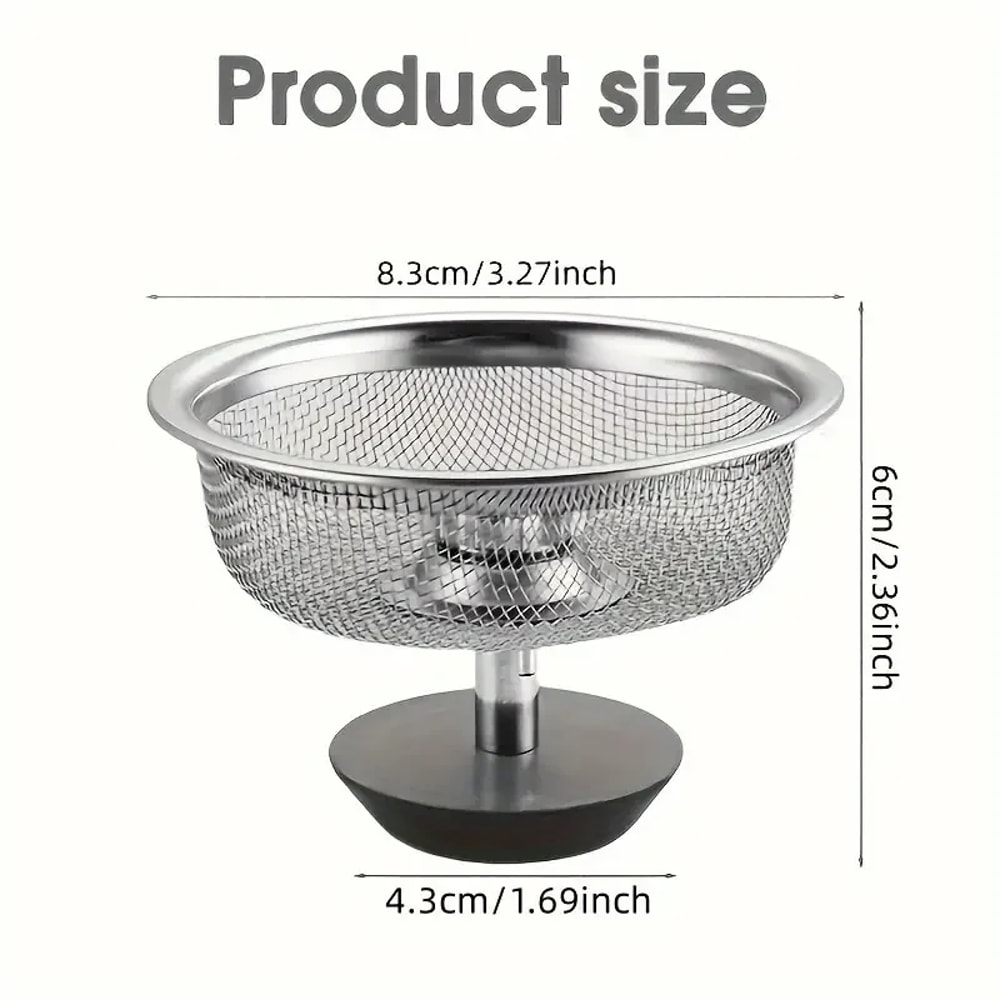 Kitchen Sink Strainer With Handle Stopper Stainless Steel Mesh Filter Replacement Drain Basket Was 1