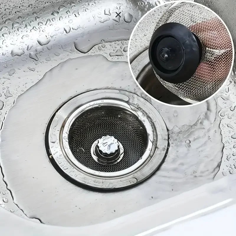Kitchen Sink Strainer With Handle Stopper Stainless Steel Mesh Filter Replacement Drain Basket Was 4