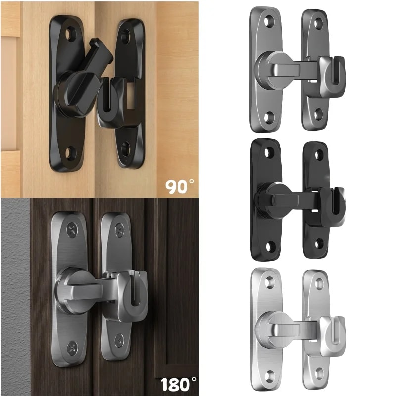 Heavy-Duty Flip-Up Door Latches, Degree Door Lock, Home Security Sliding Door Latch, Anti-theft Zinc Alloy Doors Bolts