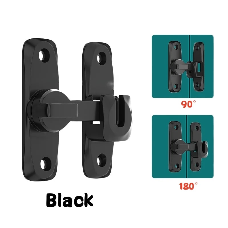 Heavy-Duty Flip-Up Door Latches, Degree Door Lock, Home Security Sliding Door Latch, Anti-theft Zinc Alloy Doors Bolts