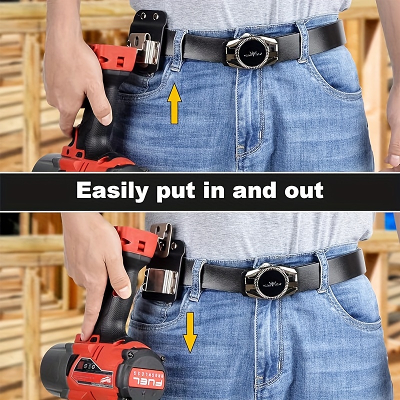 Clip-On Tool Belt, Drill Holder, Portable Hook Holster for Cordless Drill, Impact, Nailer, Tape Measure