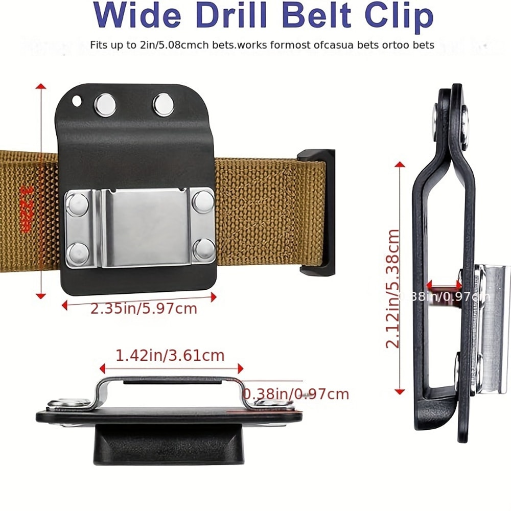 Clip-On Tool Belt, Drill Holder, Portable Hook Holster for Cordless Drill, Impact, Nailer, Tape Measure