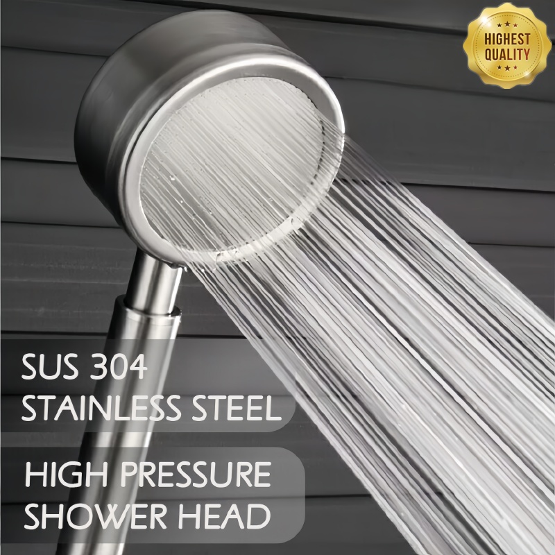 Stainless Steel Bathroom Handheld Shower Head High Pressure Water Saving Sprayer Nozzle Supercharge 1