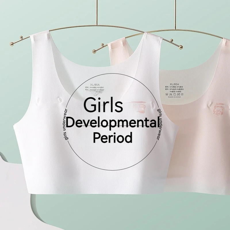 Bra For Teenager Girls No Steel Ring Girl Sports Tube Top Solid Color Training Bra New Student Deve 2
