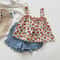 Girls Outfit Sets Summer Kids Casual Clothing For Girls Fragmented Suspender Skirt Shorts Children 4