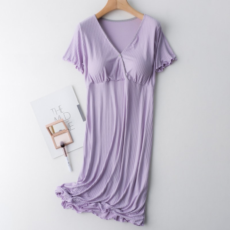 Modal Maternity Clothes Breastfeeding Nightgowns Nursing Sleepwear Loose Fitting Breast Feeding Paj 7