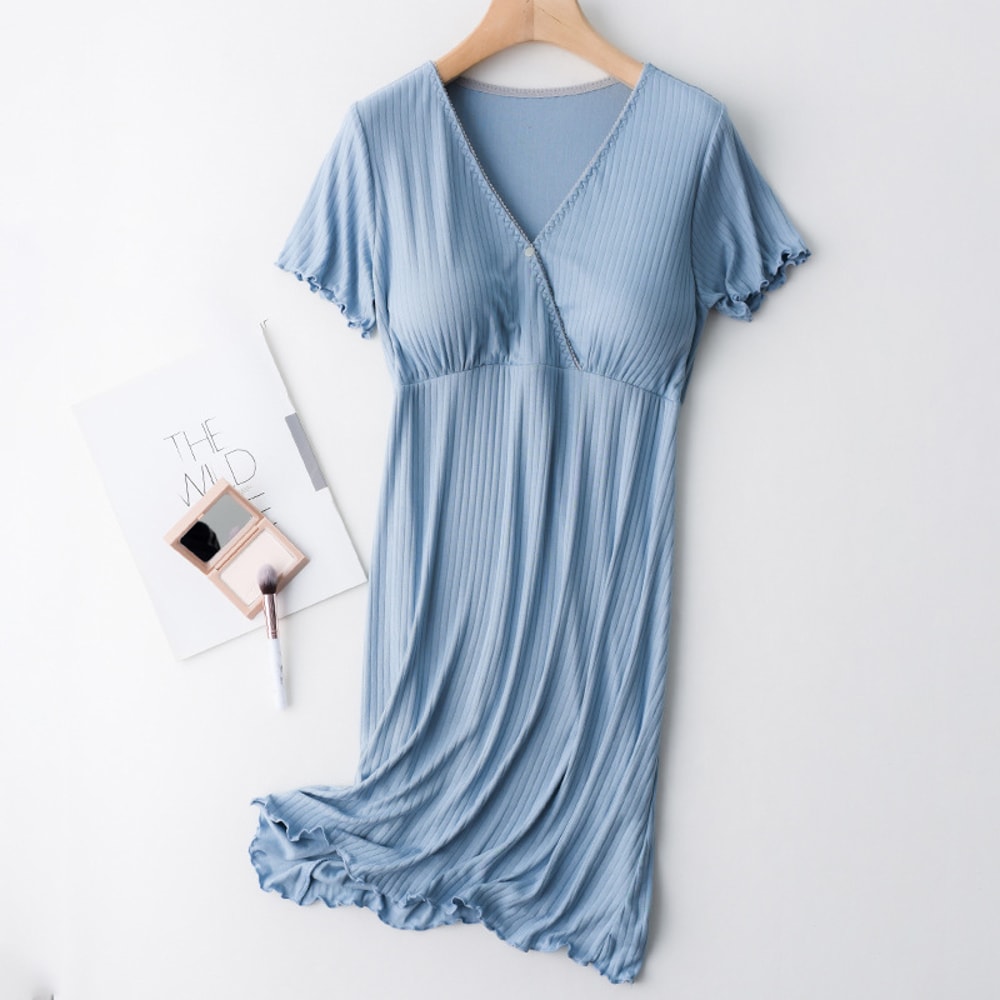 Modal Maternity Clothes Breastfeeding Nightgowns Nursing Sleepwear Loose Fitting Breast Feeding Paj 8