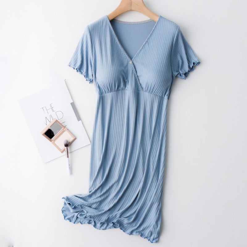 Modal Maternity Clothes Breastfeeding Nightgowns Nursing Sleepwear Loose Fitting Breast Feeding Paj 8