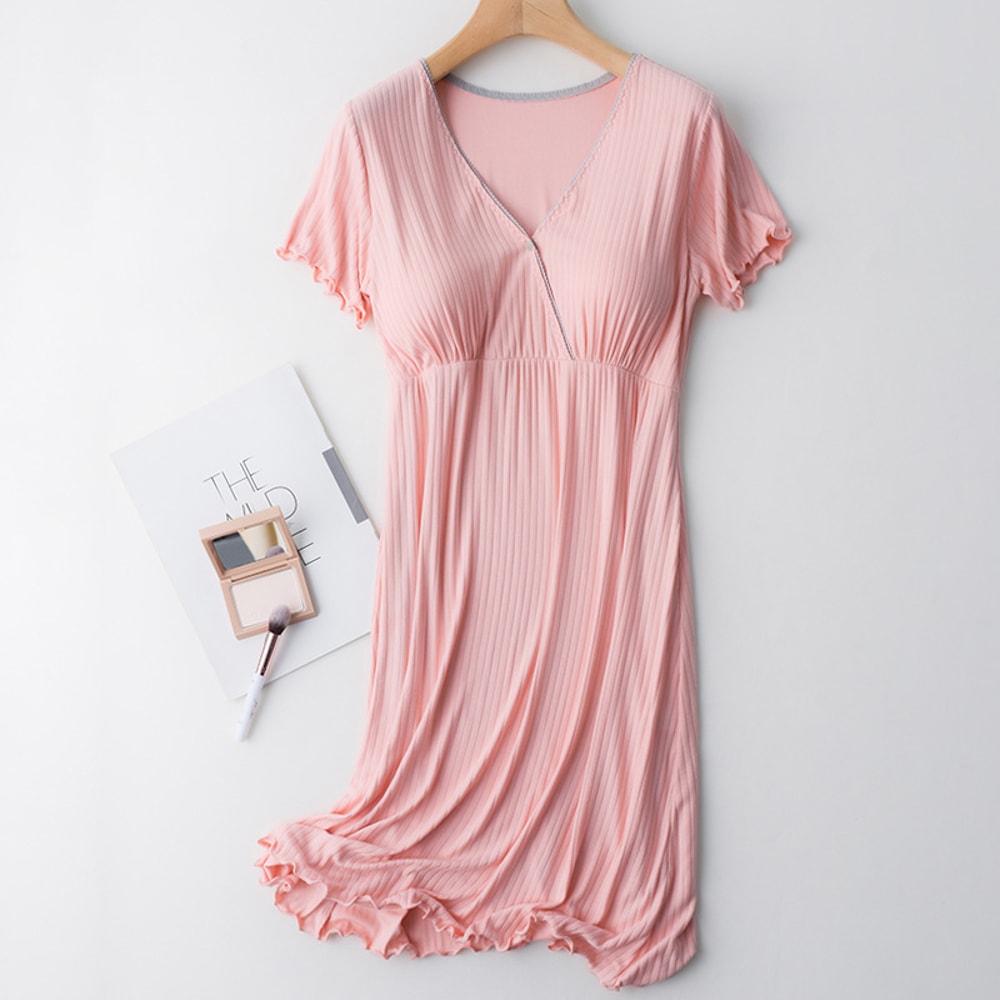 Modal Maternity Clothes Breastfeeding Nightgowns Nursing Sleepwear Loose Fitting Breast Feeding Paj 9