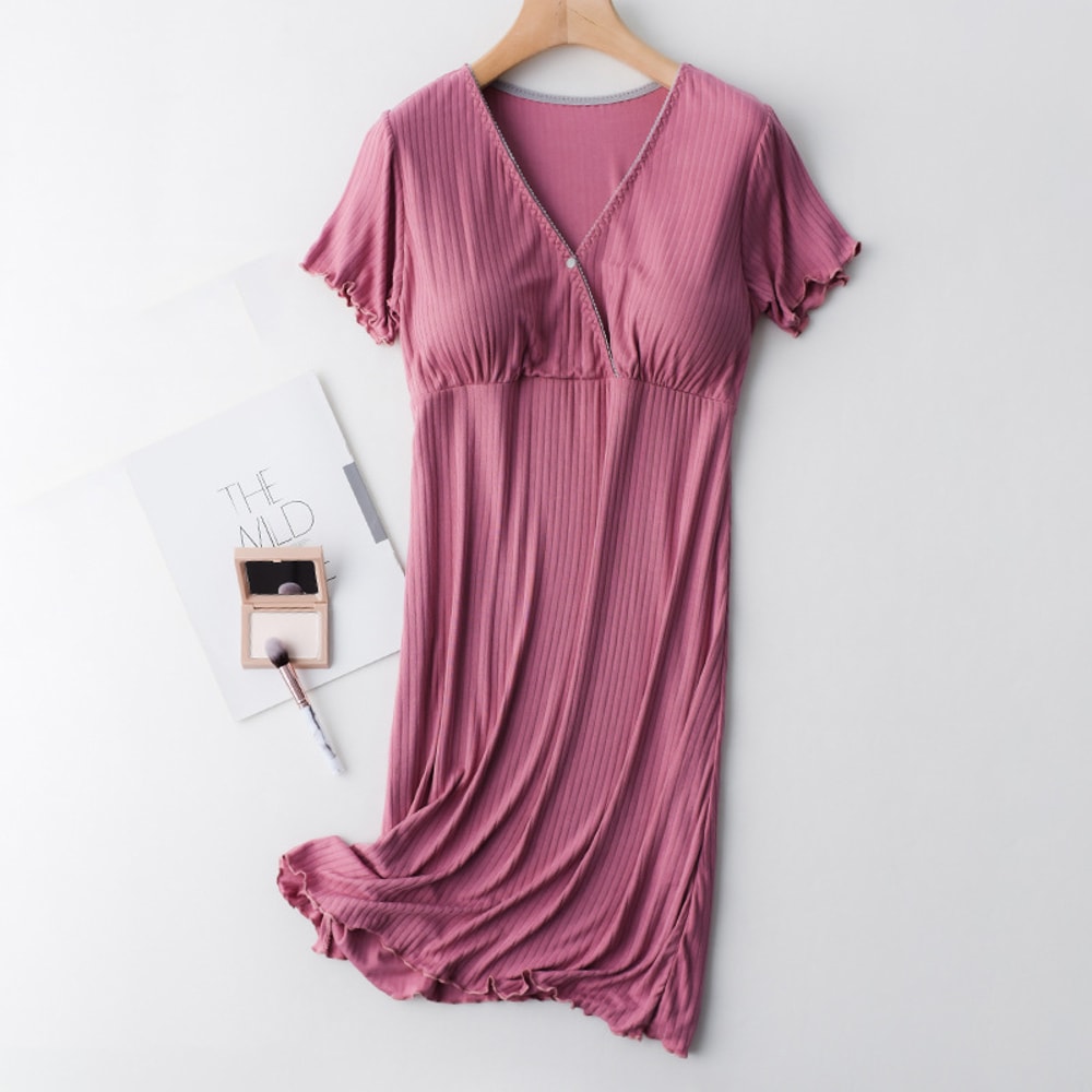 Modal Maternity Clothes Breastfeeding Nightgowns Nursing Sleepwear Loose Fitting Breast Feeding Paj 10