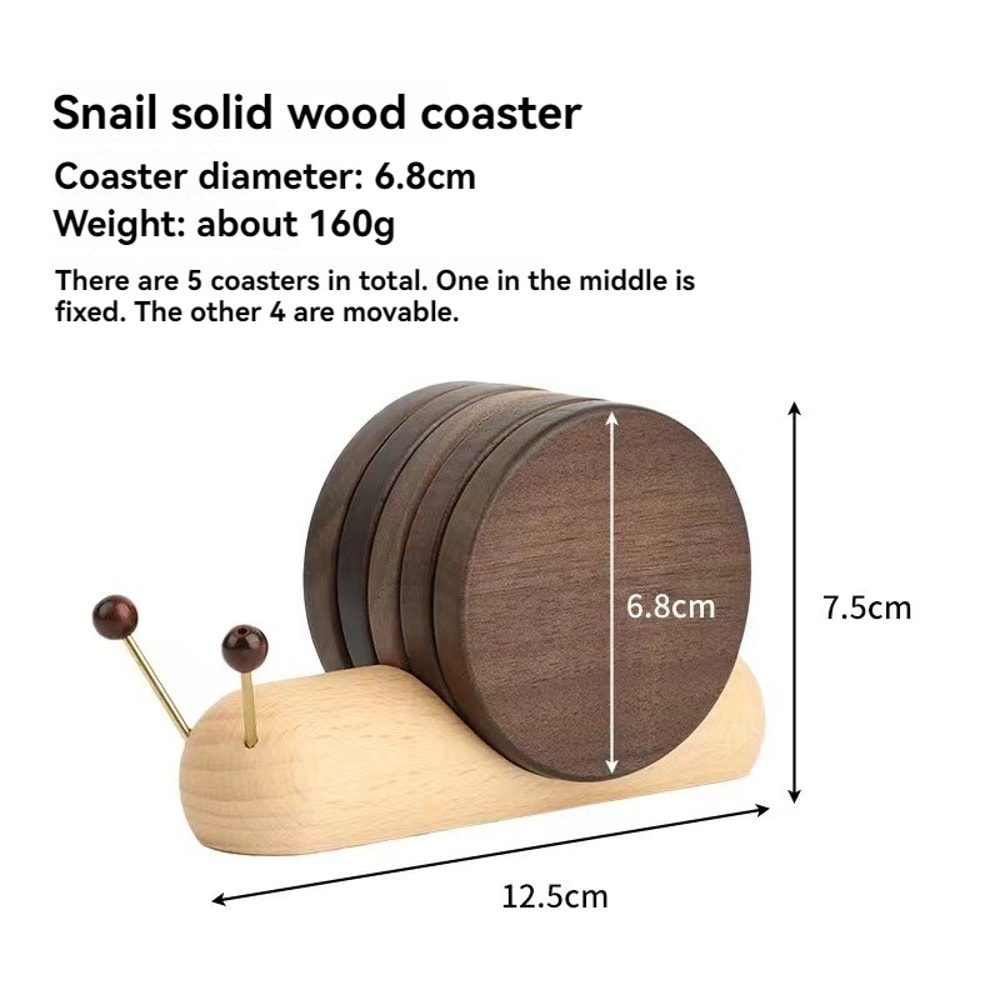 Fashion Black Walnut Cartoon Snail Decompression Tea Cup Mat Insulated Coffee Mug Coaster Creative 1