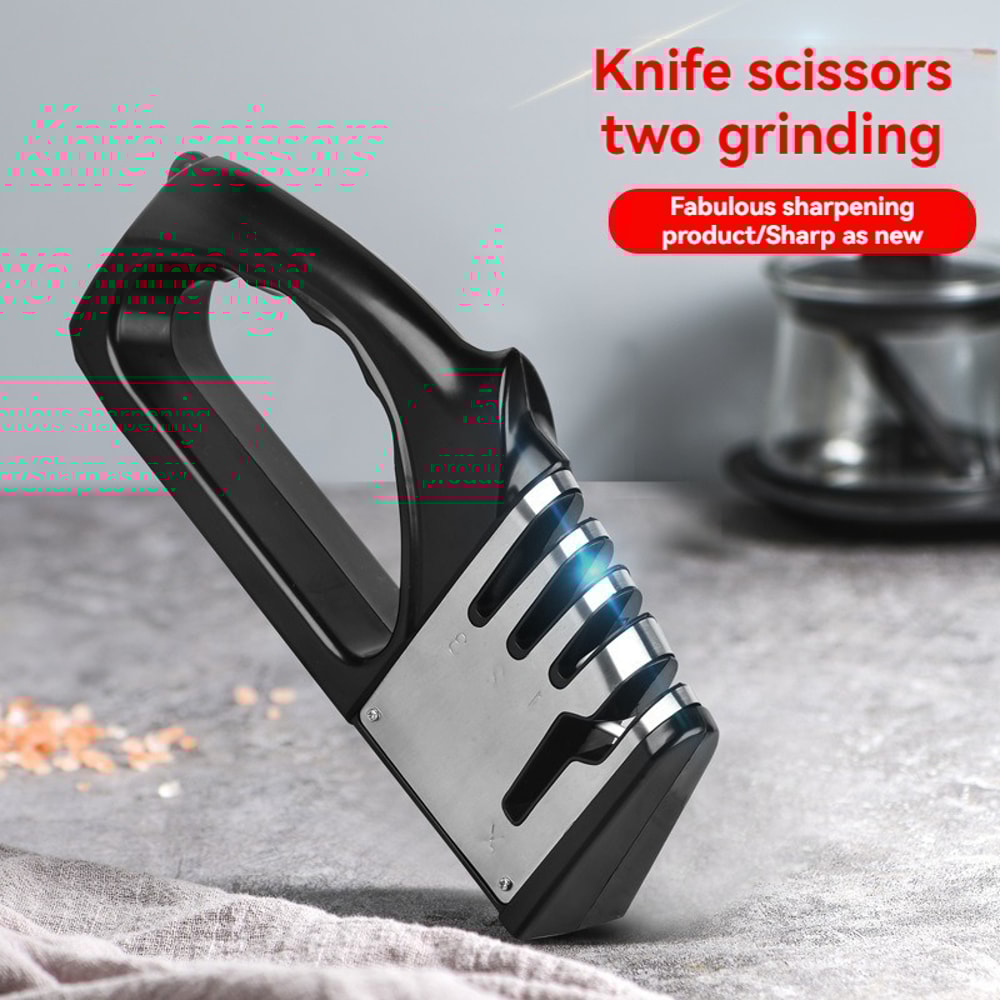 Multi Functional Kitchen Knife Sharpener Portable With Nonslip Base Essential Gadgets For Sharpenin 1