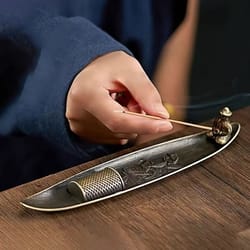 fashionable small boat incense burner, fishing old man style, sandalwood insert, indoor home decor, unique incense
